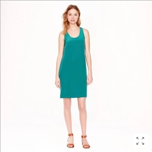 J. Crew Emerald Green silk twist tie back dress-4‎ - Picture 3 of 13